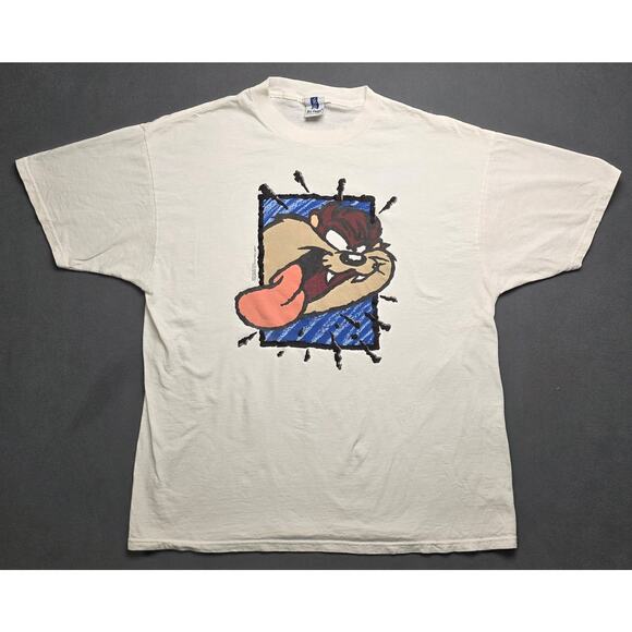 1997 Six Flags Looney Tunes Warner Bros Tasmanian Devil Shirt XL Retro Y2K Wild - Picture 1 of 11